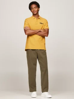 Koszulki Polo*Tommy Hilfiger Koszulka Polo Z Logo ściegiem łańcuszkowym CITY YELLOW