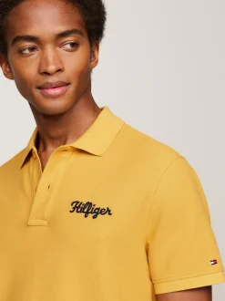 Koszulki Polo*Tommy Hilfiger Koszulka Polo Z Logo ściegiem łańcuszkowym CITY YELLOW