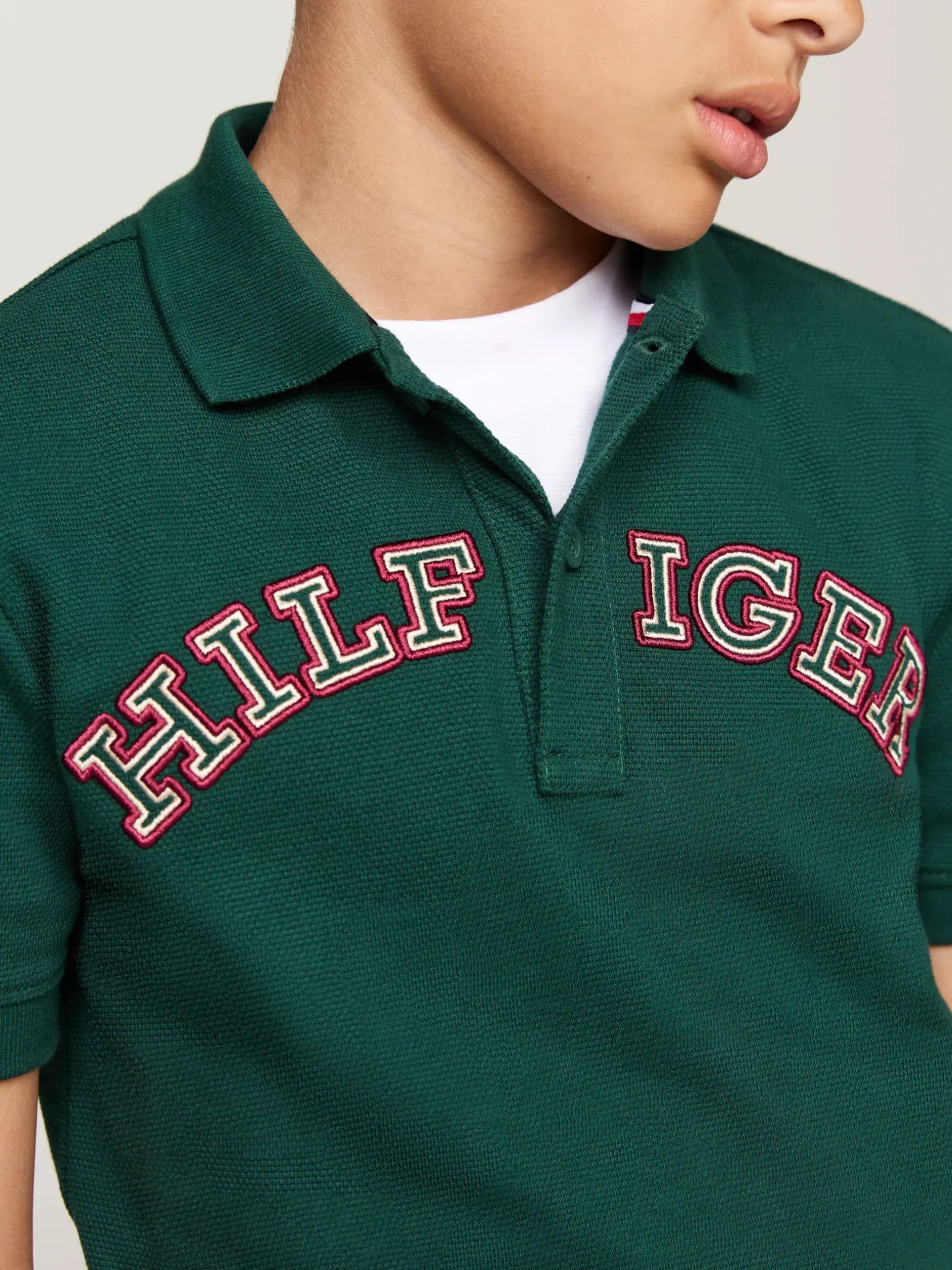 T-Shirty I Koszulki Polo*Tommy Hilfiger Koszulka Polo Z Logo Hilfiger Monotype ORNAMENTAL GREEN
