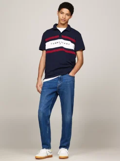 Koszulki Polo*Tommy Hilfiger Koszulka Polo Z Logo I Blokami Kolorów DARK NIGHT NAVY
