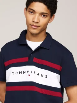 Koszulki Polo*Tommy Hilfiger Koszulka Polo Z Logo I Blokami Kolorów DARK NIGHT NAVY