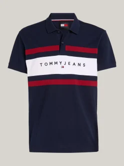 Koszulki Polo*Tommy Hilfiger Koszulka Polo Z Logo I Blokami Kolorów DARK NIGHT NAVY