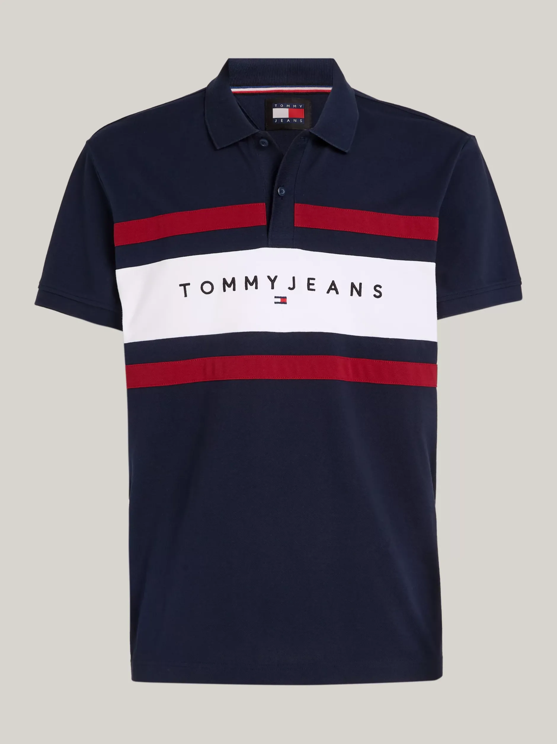 Koszulki Polo*Tommy Hilfiger Koszulka Polo Z Logo I Blokami Kolorów DARK NIGHT NAVY