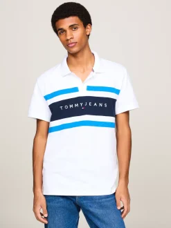 Koszulki Polo*Tommy Hilfiger Koszulka Polo Z Logo I Blokami Kolorów WHITE