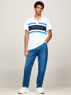 Koszulki Polo*Tommy Hilfiger Koszulka Polo Z Logo I Blokami Kolorów WHITE