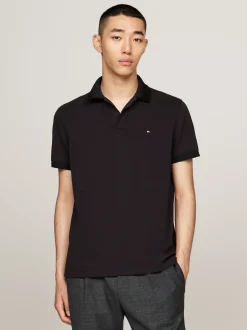 Koszulki Polo*Tommy Hilfiger Koszulka Polo Z Materiału Odprowadzającego Wilgoć BLACK