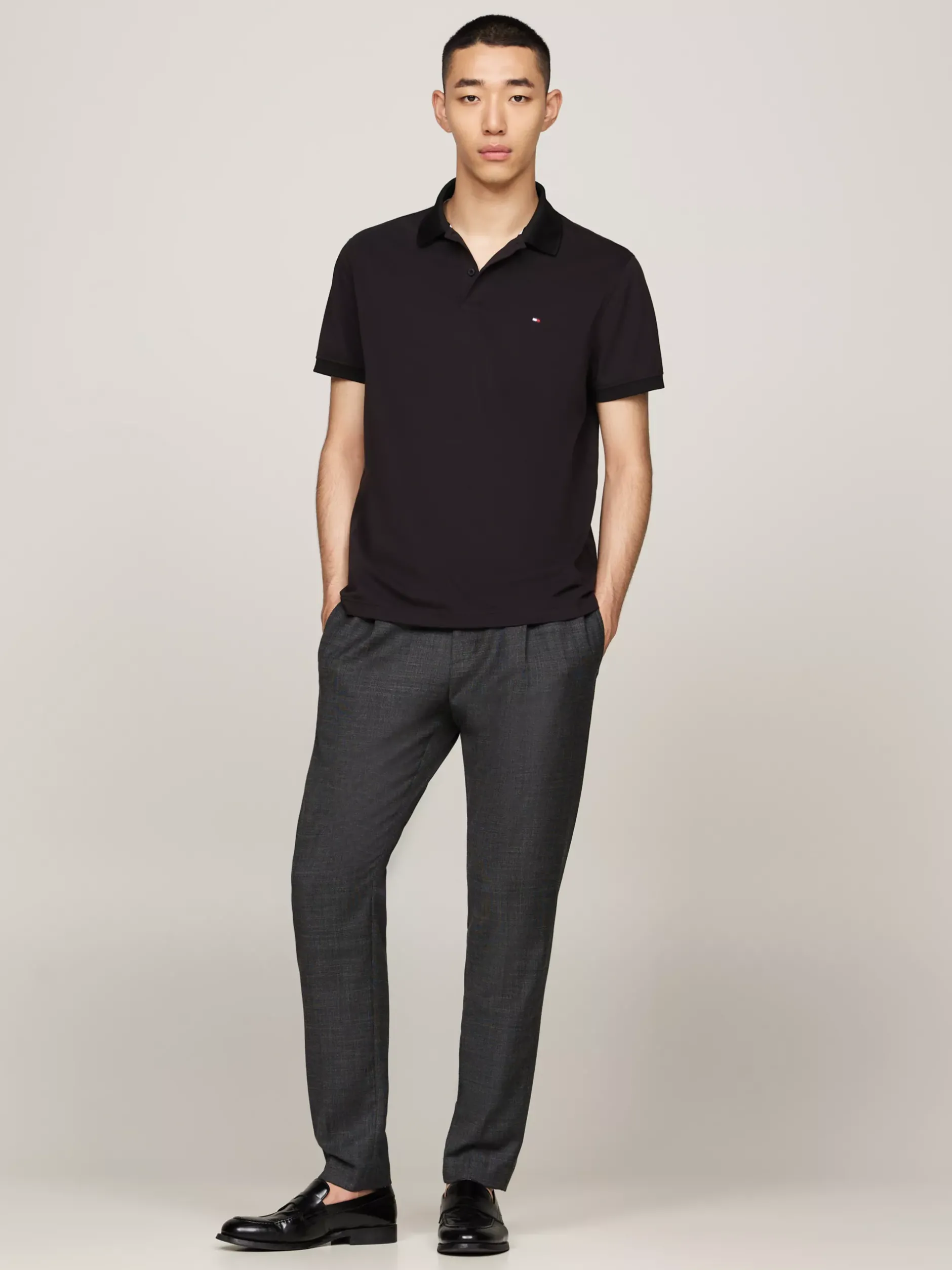 Koszulki Polo*Tommy Hilfiger Koszulka Polo Z Materiału Odprowadzającego Wilgoć BLACK