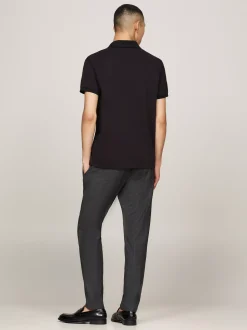 Koszulki Polo*Tommy Hilfiger Koszulka Polo Z Materiału Odprowadzającego Wilgoć BLACK