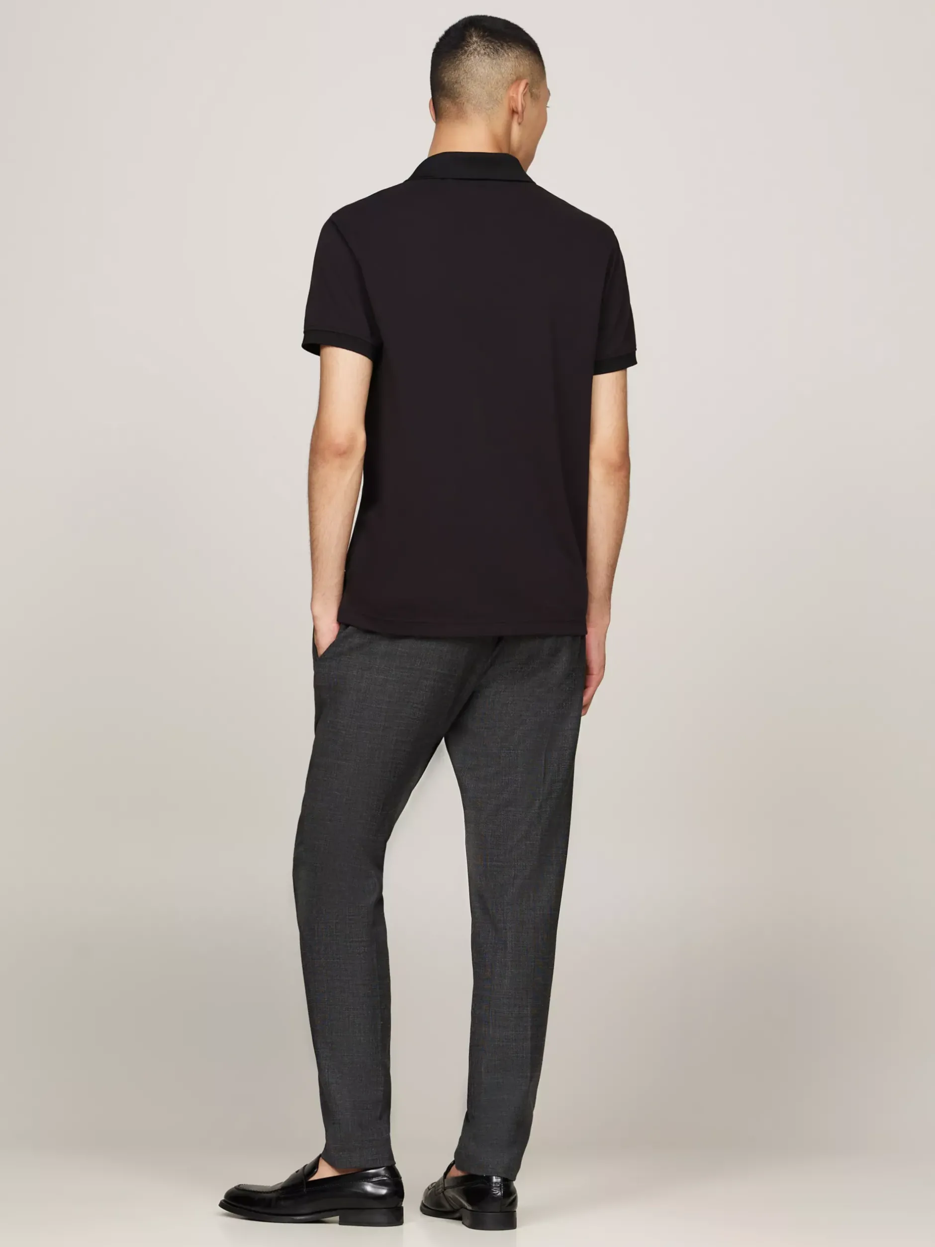 Koszulki Polo*Tommy Hilfiger Koszulka Polo Z Materiału Odprowadzającego Wilgoć BLACK
