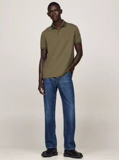 Koszulki Polo*Tommy Hilfiger Koszulka Polo Z Materiału Odprowadzającego Wilgoć ARMY GREEN