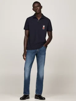Koszulki Polo*Tommy Hilfiger Koszulka Polo Z Pionową Flagą DESERT SKY
