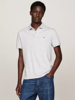 Koszulki Polo*Tommy Hilfiger Koszulka Polo Z Wyszywanym Logo LIGHT GREY HEATHER