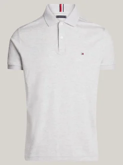 Koszulki Polo*Tommy Hilfiger Koszulka Polo Z Wyszywanym Logo LIGHT GREY HEATHER