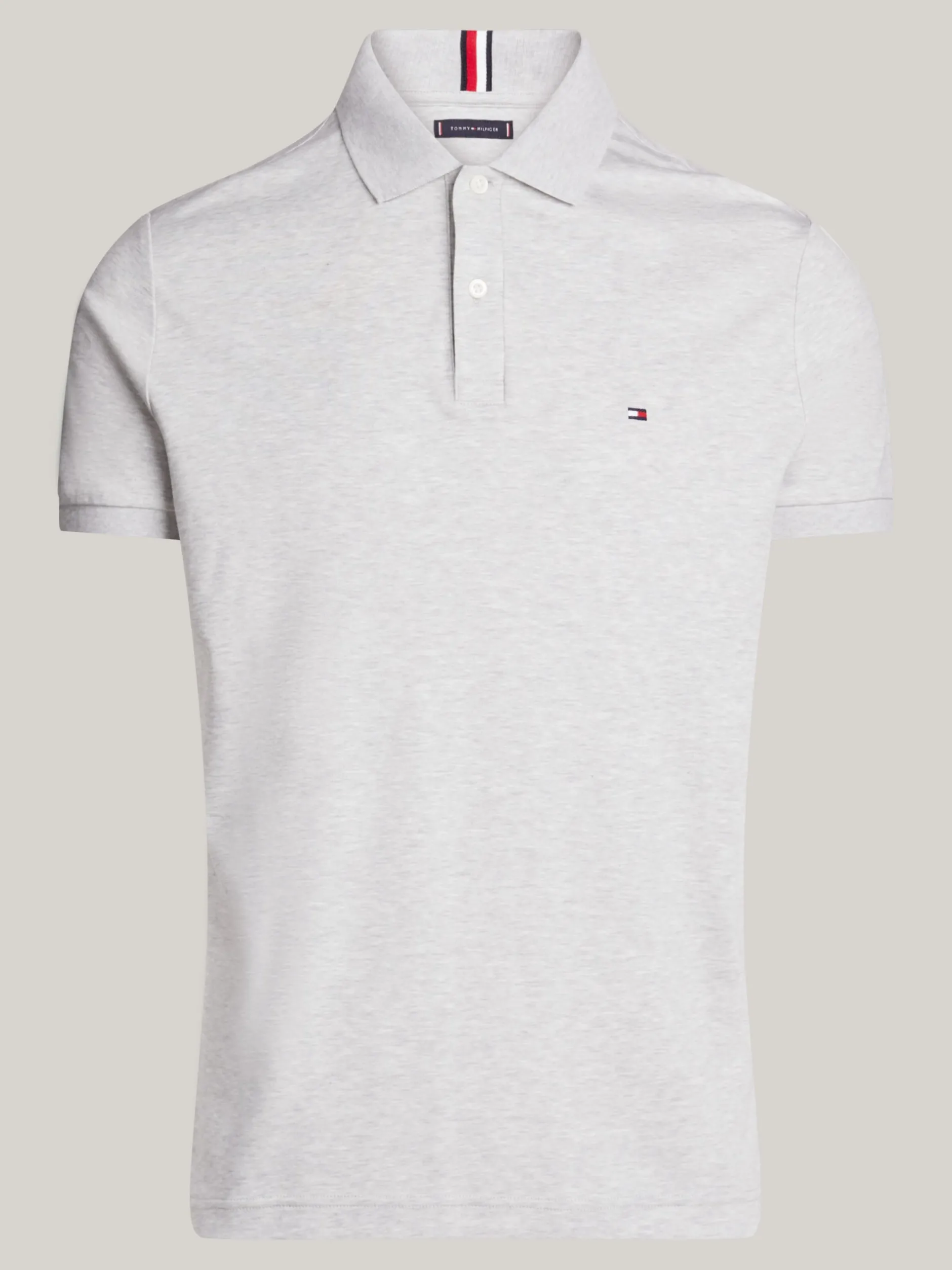 Koszulki Polo*Tommy Hilfiger Koszulka Polo Z Wyszywanym Logo LIGHT GREY HEATHER