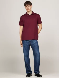 Koszulki Polo*Tommy Hilfiger Koszulka Polo Z Wyszywanym Logo DEEP ROUGE
