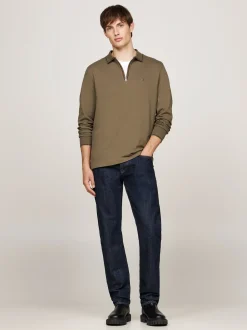 Koszulki Polo*Tommy Hilfiger Koszulka Polo Z Zapięciem Na Zamek ARMY GREEN