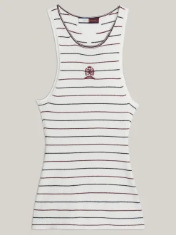 Swetry Z Okrągłym Dekoltem|Swetry*Tommy Hilfiger Koszulka W Paski Z Emblematem IVORY