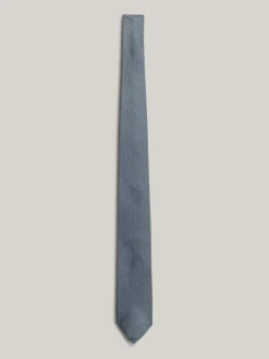 Krawaty & Poszetki*Tommy Hilfiger Krawat Z Jedwabnej Tkaniny W Drobne Kropki ORNAMENTAL GREEN / LIGHT GREY