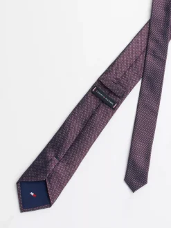 Krawaty & Poszetki*Tommy Hilfiger Krawat Z Jedwabnej Tkaniny W Geometryczny Wzór DEEP ROUGE / GREY