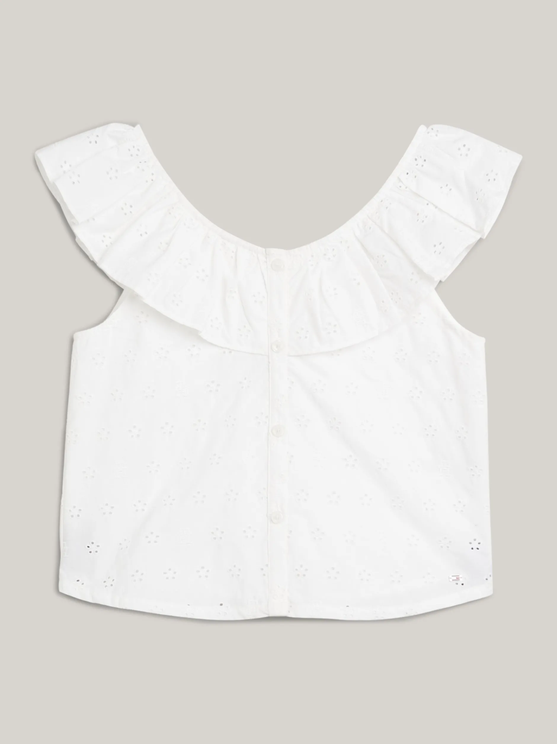 Topy I T-Shirty*Tommy Hilfiger Krótka Bluzka TH Monogram Z Haftem Angielskim WHITE
