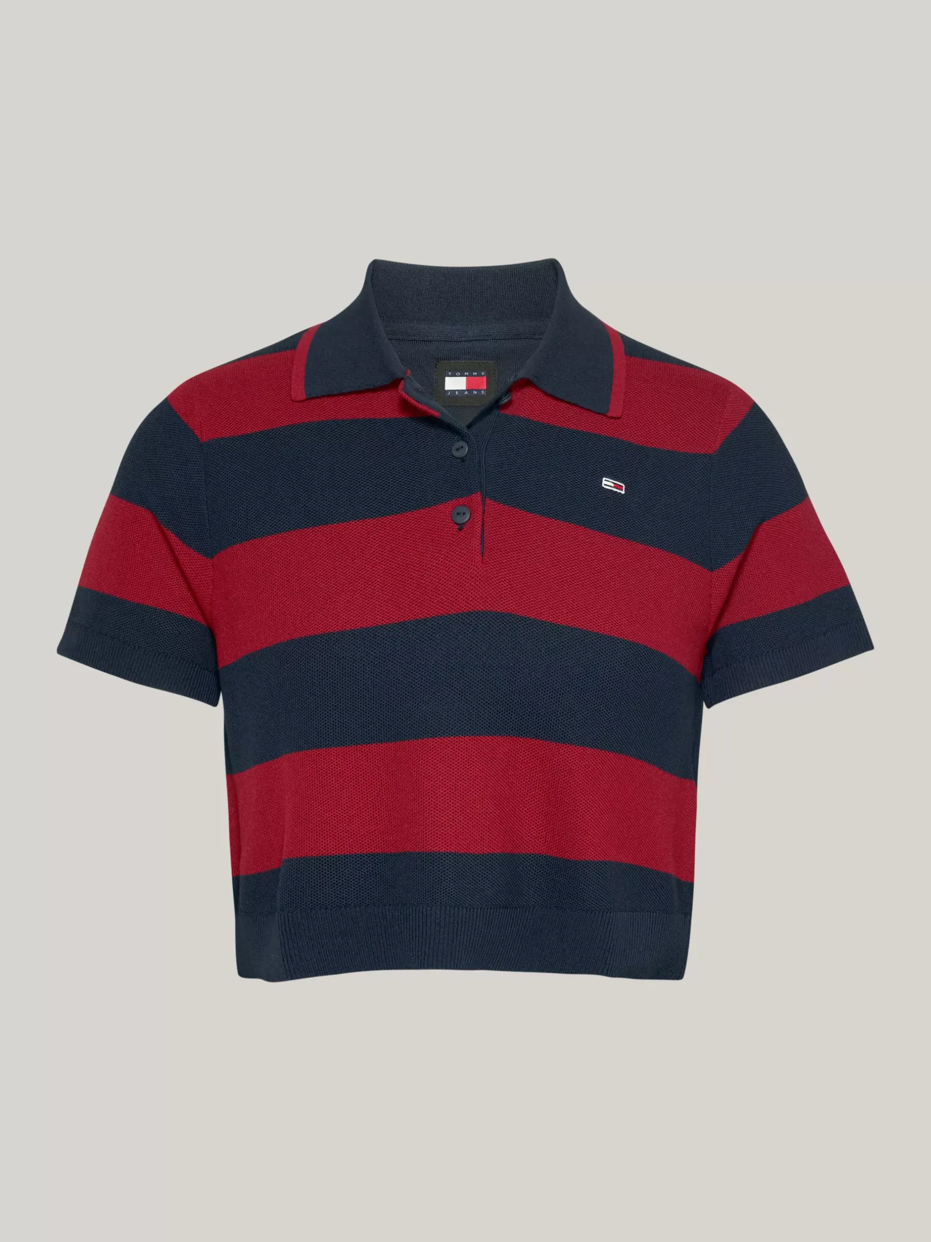 Koszulki Polo*Tommy Hilfiger Krótka Koszulka Polo O Pudełkowym Kroju W Paski NAVY / RED STRIPE