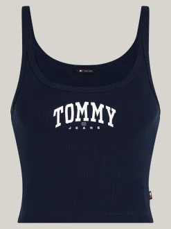 T-Shirty*Tommy Hilfiger Krótki Prążkowany Top Na Ramiączkach DARK NIGHT NAVY