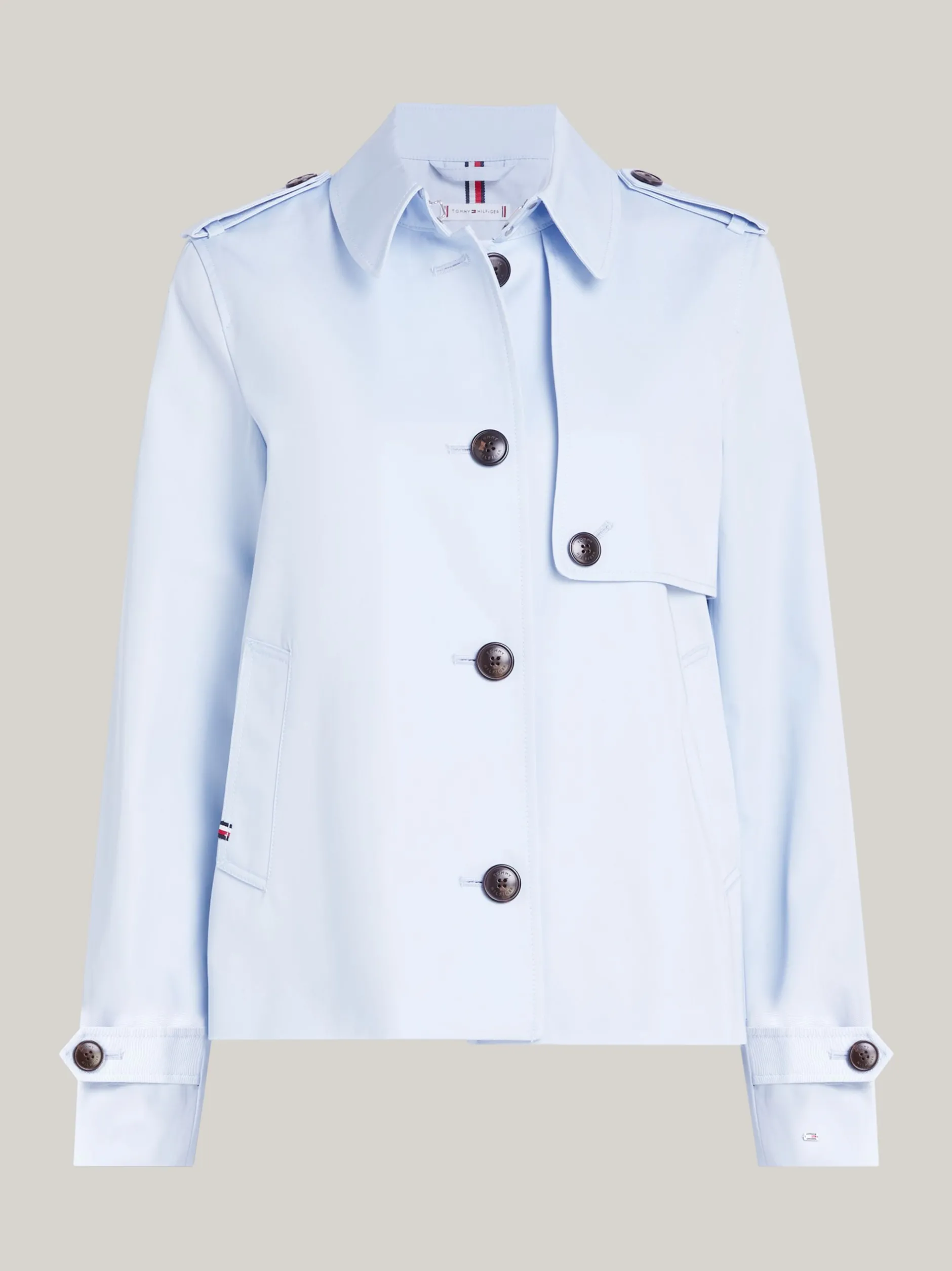 Kurtki & Płaszcze*Tommy Hilfiger Krótki Trencz O Fasonie Jednorzędowym BREEZY BLUE