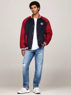 Kurtki & Płaszcze|Bomberki*Tommy Hilfiger Kurtka Bomber Z Mieszanki Wełny DARK NIGHT NAVY / REGATTA RED