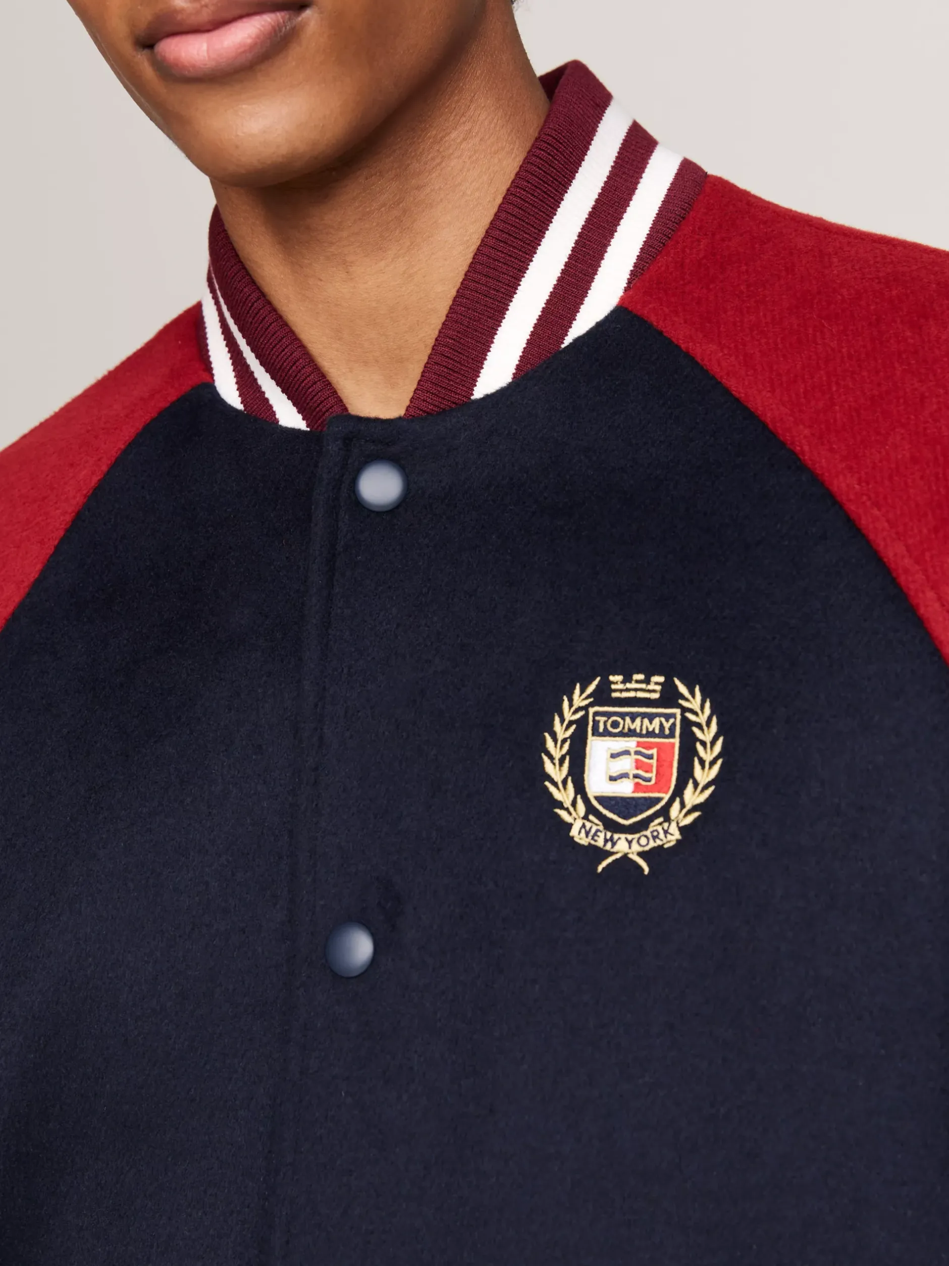 Kurtki & Płaszcze|Bomberki*Tommy Hilfiger Kurtka Bomber Z Mieszanki Wełny DARK NIGHT NAVY / REGATTA RED
