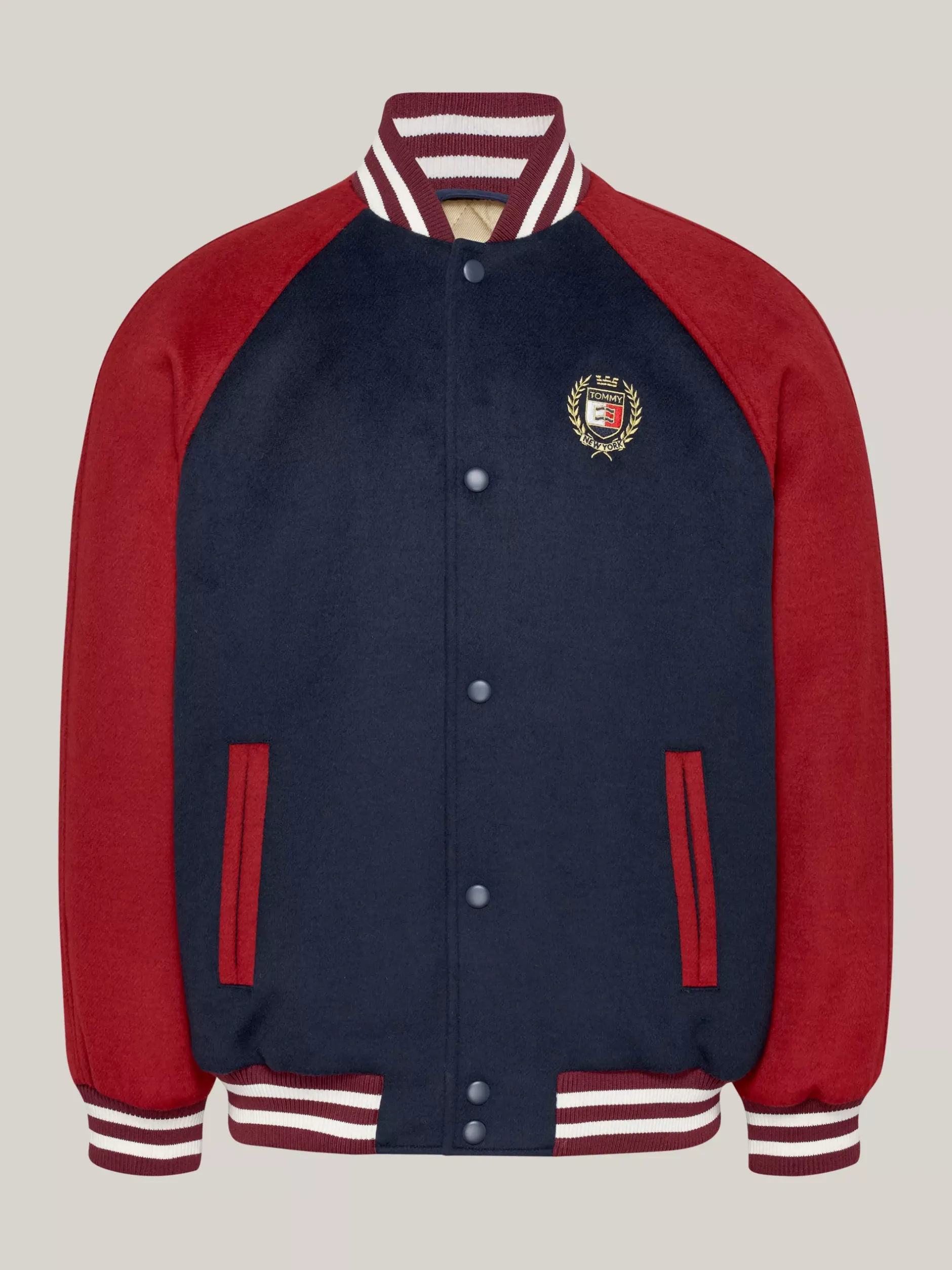 Kurtki & Płaszcze|Bomberki*Tommy Hilfiger Kurtka Bomber Z Mieszanki Wełny DARK NIGHT NAVY / REGATTA RED