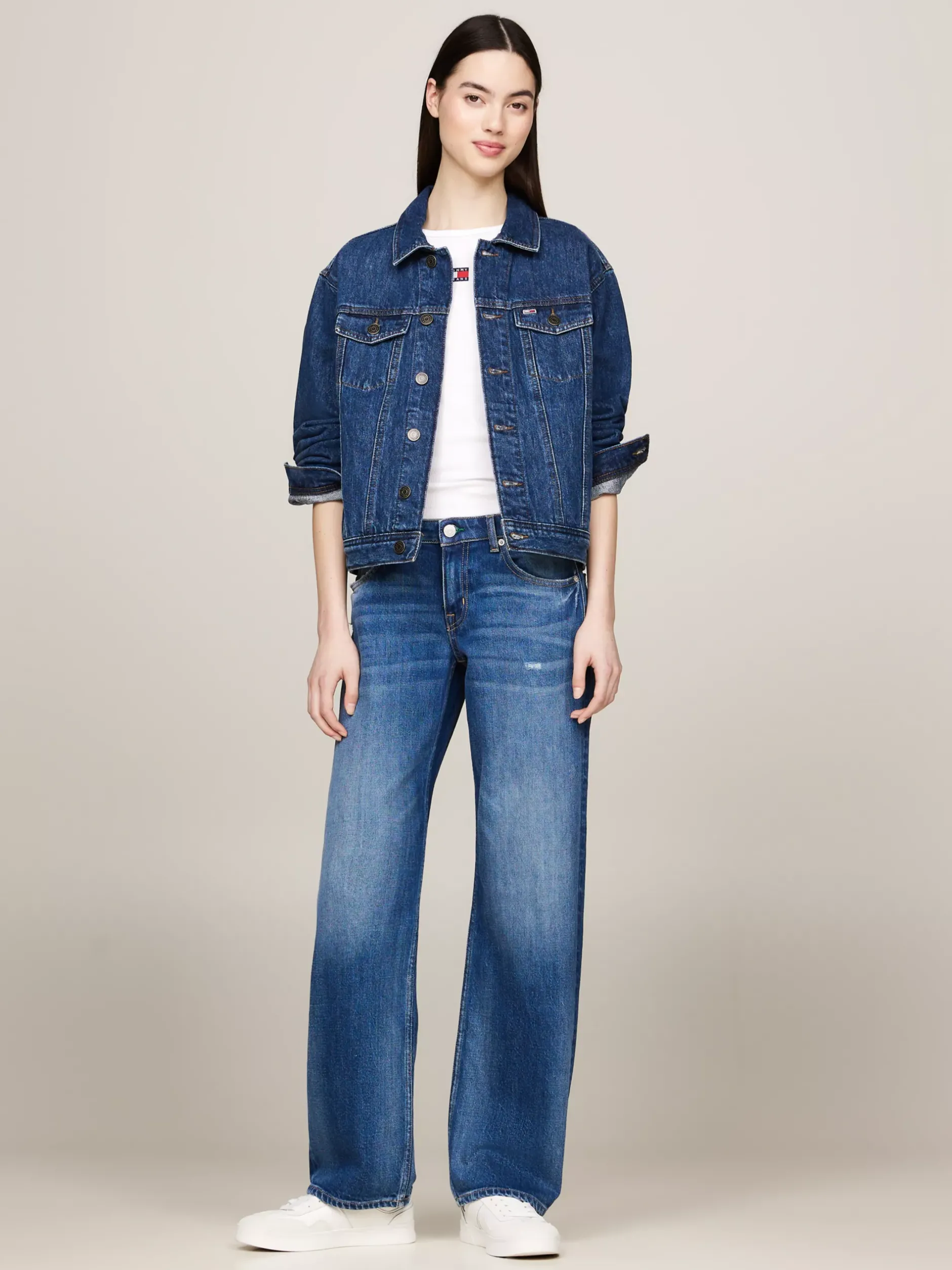 Kurtki & Płaszcze*Tommy Hilfiger Kurtka Jeansowa Trucker O Kroju Mom Fit DENIM DARK