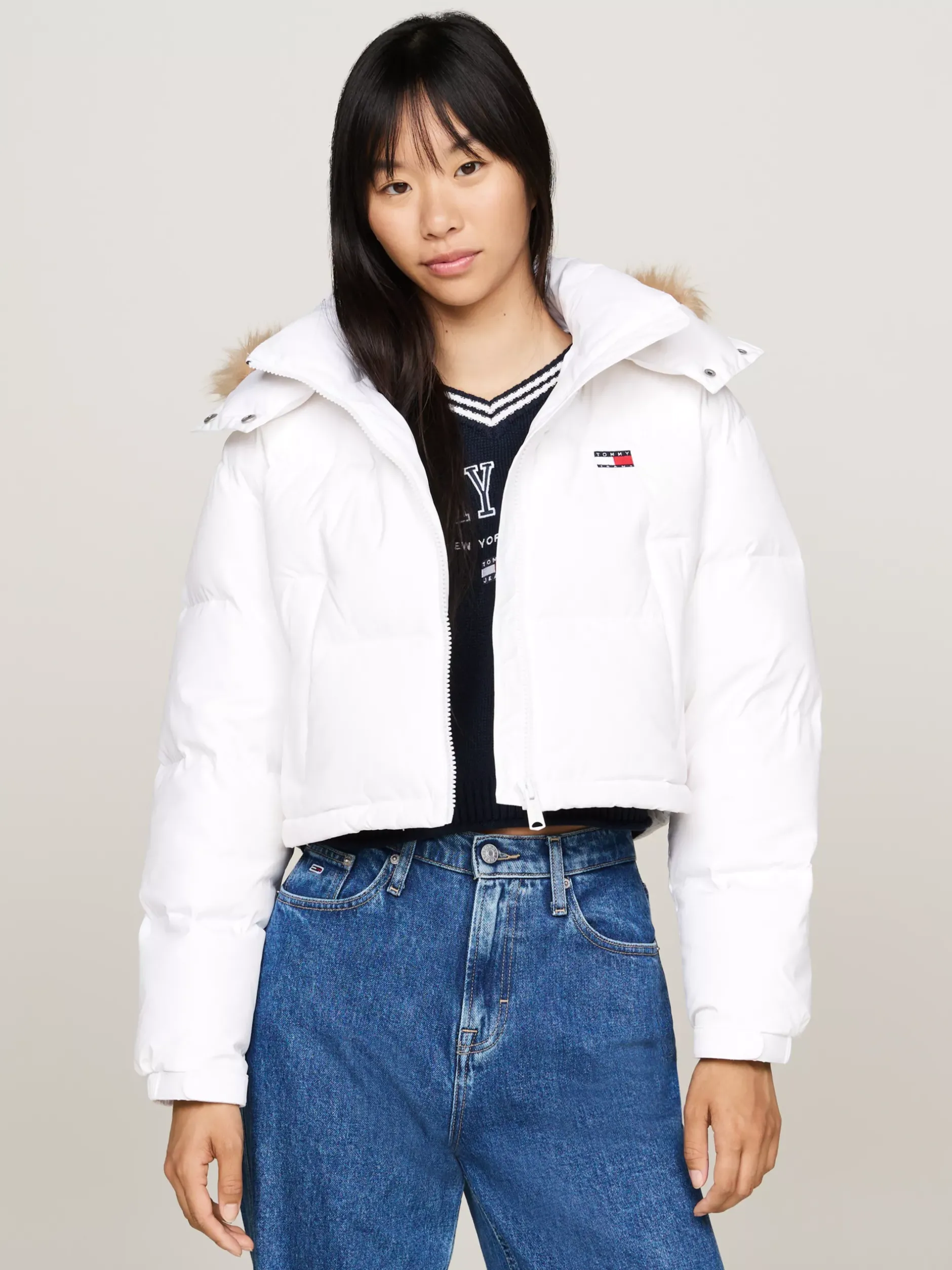 Kurtki & Płaszcze*Tommy Hilfiger Kurtka Puchowa Alaska O Skróconym Kroju WHITE