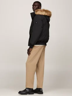 Kurtki & Płaszcze*Tommy Hilfiger Kurtka Puchowa Bomber Rockie Ze Sztucznym Futrem BLACK