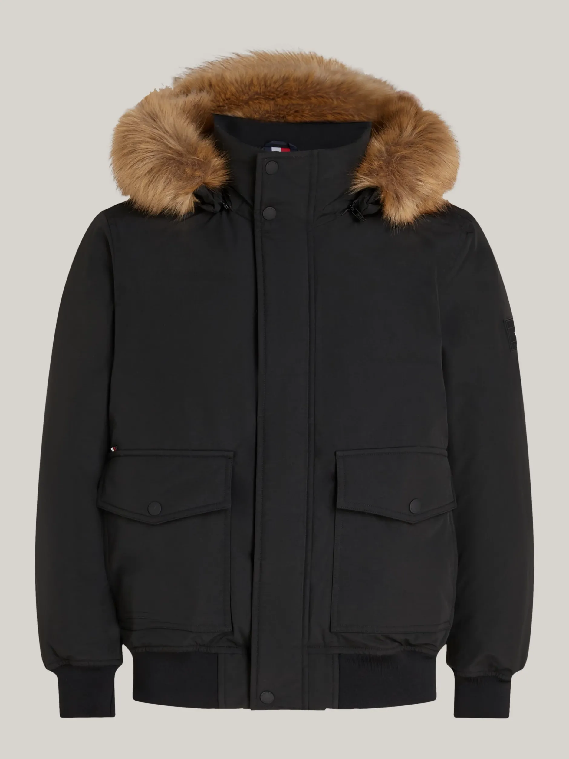 Kurtki & Płaszcze*Tommy Hilfiger Kurtka Puchowa Bomber Rockie Ze Sztucznym Futrem BLACK