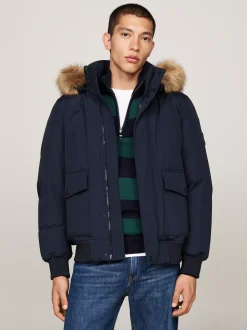 Kurtki & Płaszcze*Tommy Hilfiger Kurtka Puchowa Bomber Rockie Ze Sztucznym Futrem DESERT SKY