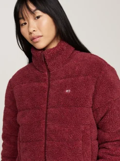 Kurtki & Płaszcze*Tommy Hilfiger Kurtka Puchowa Z Polaru O Skróconym Kroju DEEP ROUGE