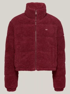 Kurtki & Płaszcze*Tommy Hilfiger Kurtka Puchowa Z Polaru O Skróconym Kroju DEEP ROUGE