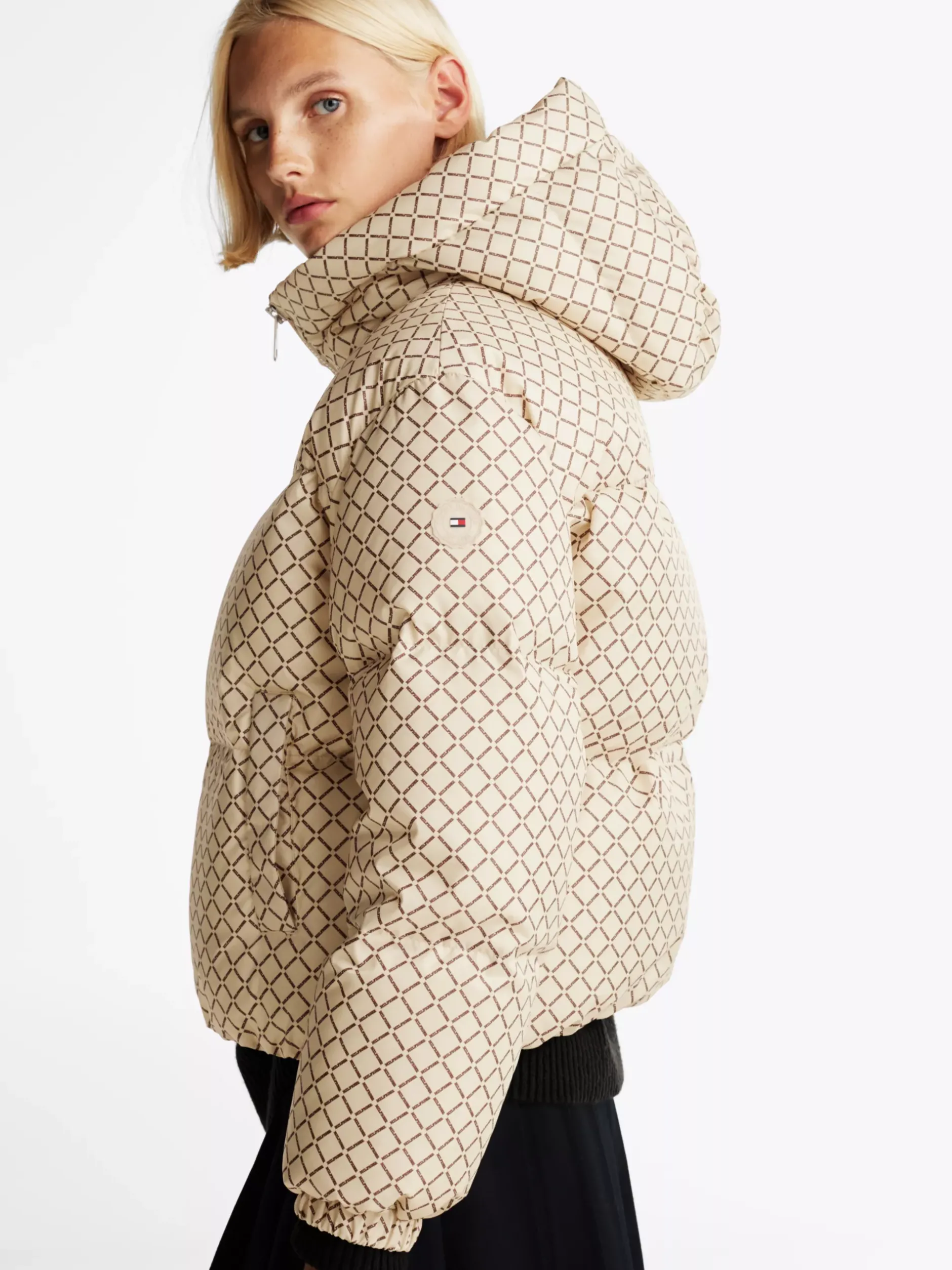 Kurtki & Płaszcze*Tommy Hilfiger Kurtka Puffer Z Sygnowanym Wzorem DIAMOND MONOTYPE/ COUNTRY IVORY
