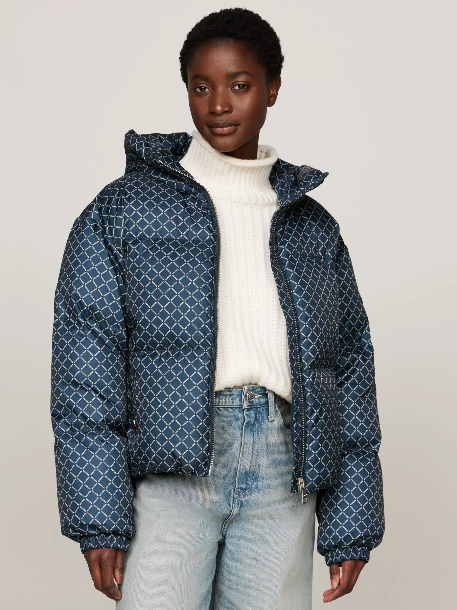 Kurtki & Płaszcze*Tommy Hilfiger Kurtka Puffer Z Sygnowanym Wzorem DIAMOND MONOTYPE/ MILITARY DENIM