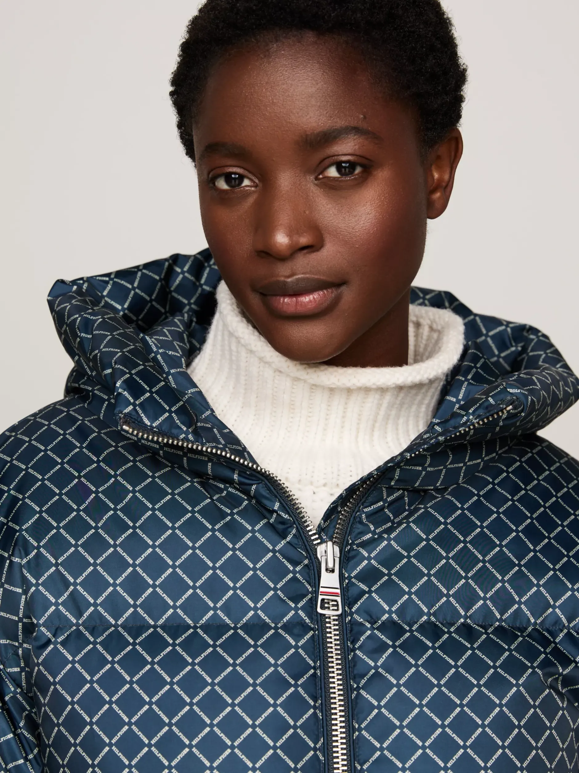 Kurtki & Płaszcze*Tommy Hilfiger Kurtka Puffer Z Sygnowanym Wzorem DIAMOND MONOTYPE/ MILITARY DENIM