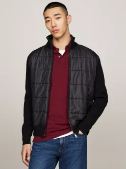 Swetry|Dzianina*Tommy Hilfiger Kurtka Smart Casual O Mieszanej Fakturze BLACK