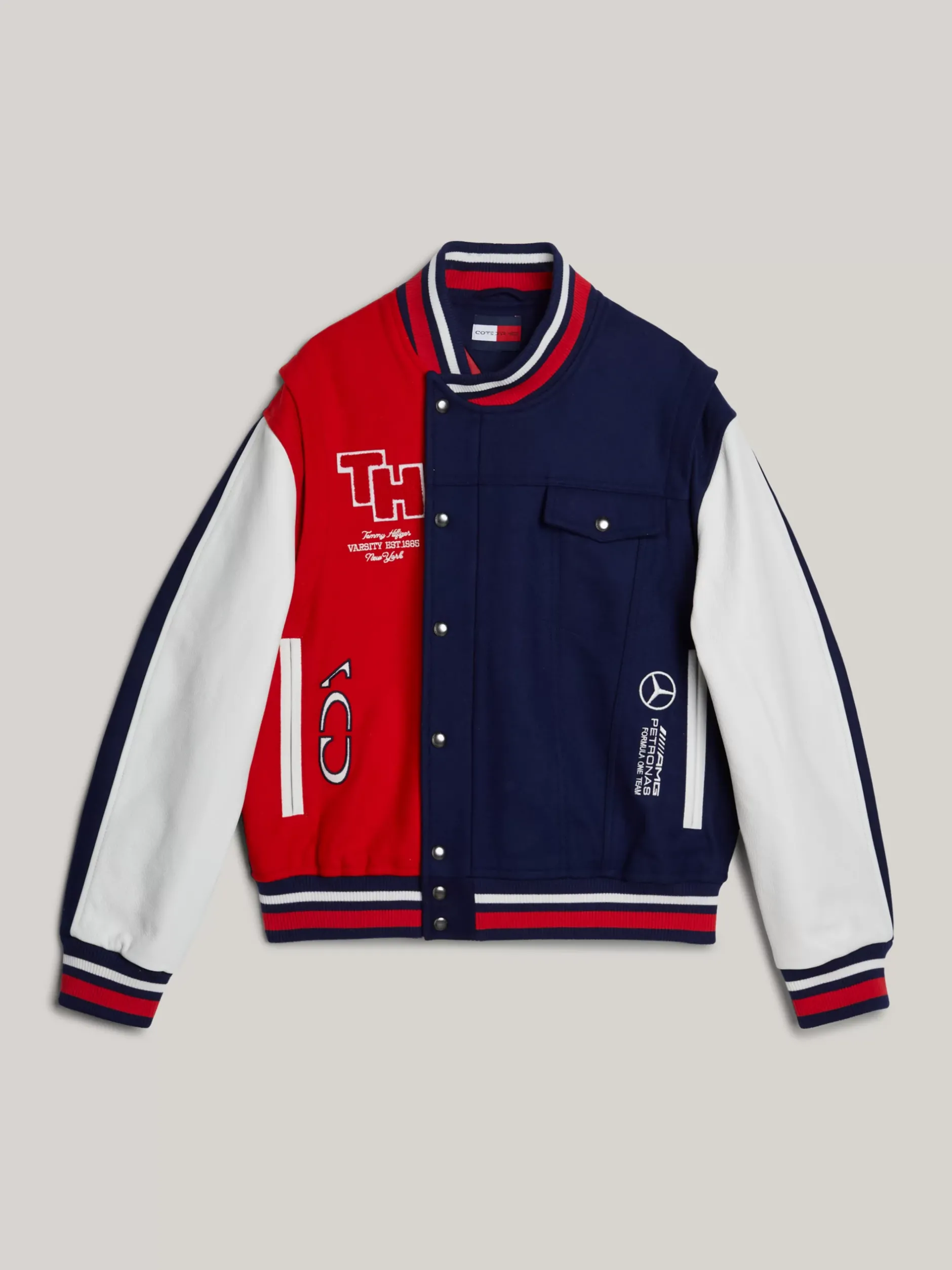 Kurtki & Płaszcze|Bomberki*Tommy Hilfiger Kurtka Tommy X Mercedes F1 X CR W Stylu Varsity YALE NAVY