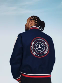 Kurtki & Płaszcze|Bomberki*Tommy Hilfiger Kurtka Tommy X Mercedes F1 X CR W Stylu Varsity YALE NAVY