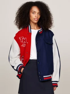 Kurtki & Płaszcze|Bomberki*Tommy Hilfiger Kurtka Tommy X Mercedes F1 X CR W Stylu Varsity YALE NAVY