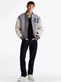 Kurtki & Płaszcze|Bomberki*Tommy Hilfiger Kurtka W Stylu Varsity Z Blokami Kolorów LIGHT GREY HEATHER