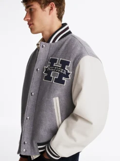 Kurtki & Płaszcze|Bomberki*Tommy Hilfiger Kurtka W Stylu Varsity Z Blokami Kolorów LIGHT GREY HEATHER