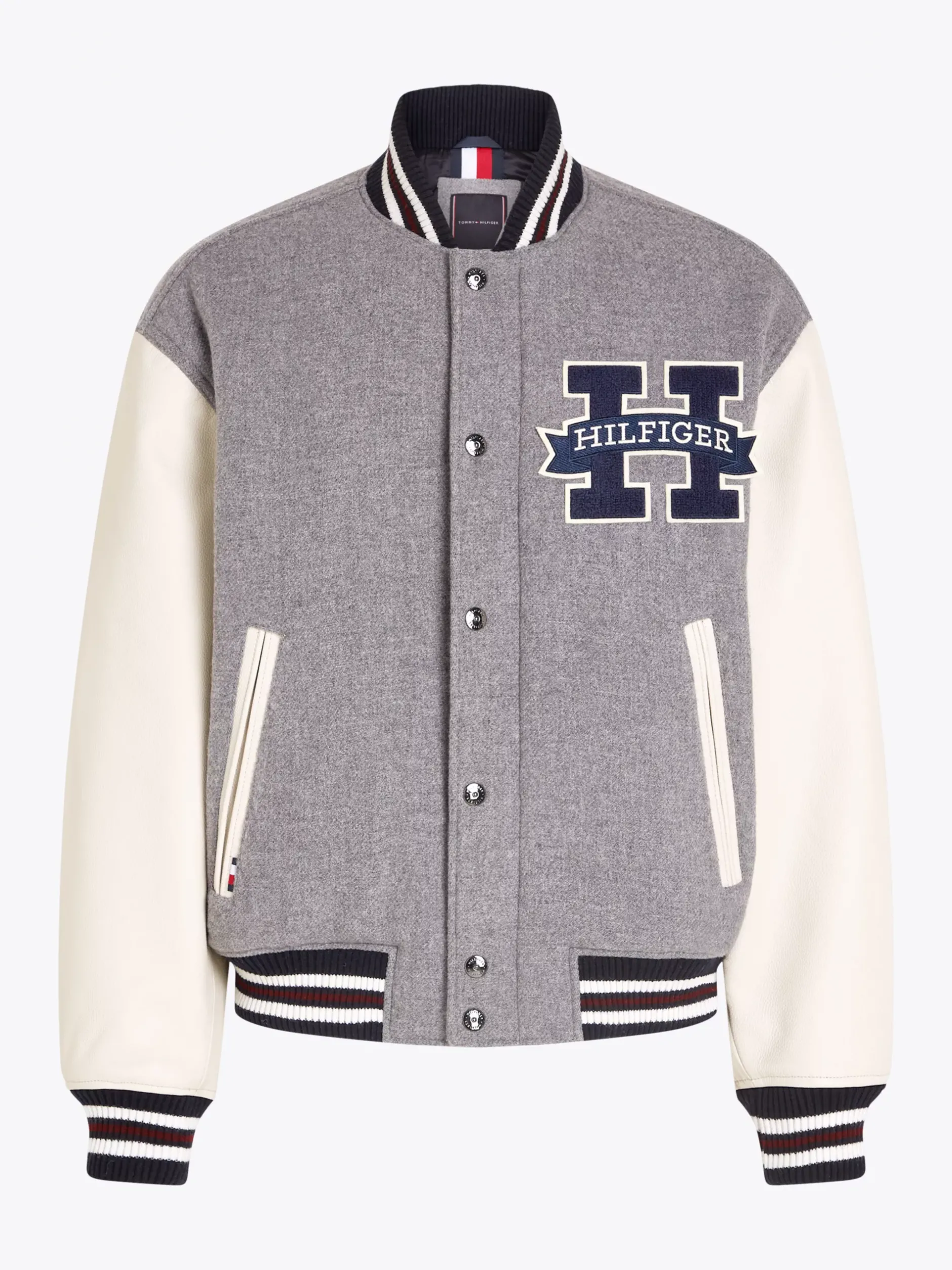 Kurtki & Płaszcze|Bomberki*Tommy Hilfiger Kurtka W Stylu Varsity Z Blokami Kolorów LIGHT GREY HEATHER