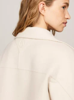 Kurtki & Płaszcze|Wełniane Płaszcze*Tommy Hilfiger Kurtka Z Zapinanym Na Guziki Kołnierzem CLASSIC BEIGE