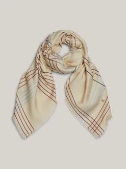 Szaliki|Szaliki*Tommy Hilfiger Kwadratowa Apaszka Corporate W Kratę ANCIENT WHITE