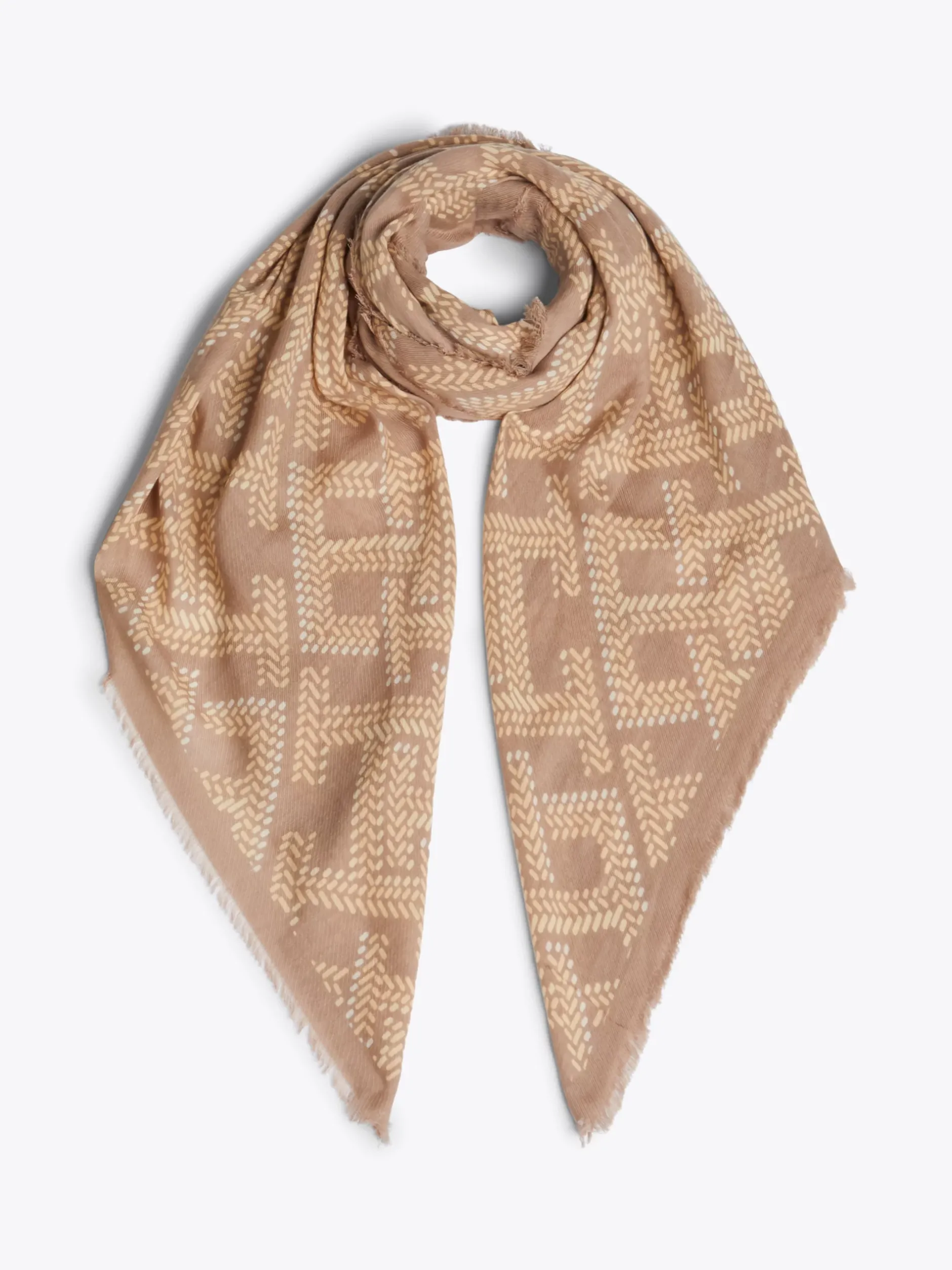 Szaliki|Szaliki*Tommy Hilfiger Kwadratowy Szal Z Monogramem TH BEIGE